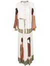 Amir Slama Graphic-print Long-sleeve Maxi Dress In Neutrals