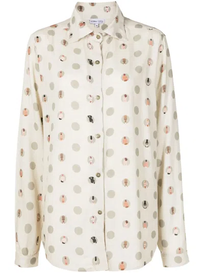 Amir Slama Graphic-print Long-sleeve Shirt In Neutrals