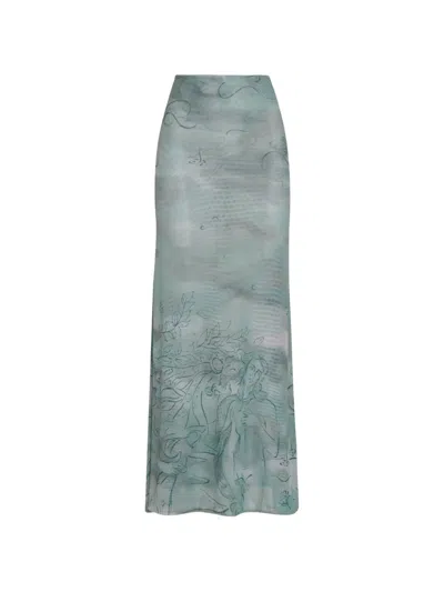 Amir Slama Graphic-print Maxi Skirt In Blue