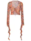 Amir Slama Bluse Aus Mesh Mit Print In Orange