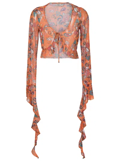 Amir Slama Bluse Aus Mesh Mit Print In Orange
