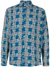 Amir Slama Graphic-print Satin-finish Shirt In Blue