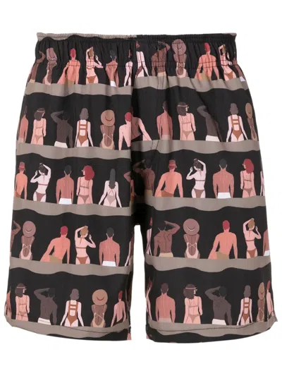 Amir Slama Graphic-print Shorts In Black