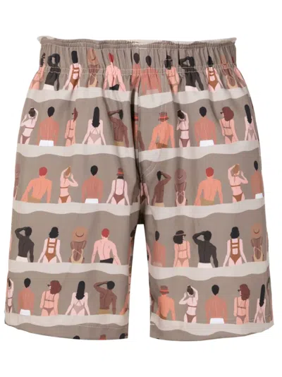 Amir Slama Graphic-print Shorts In Brown