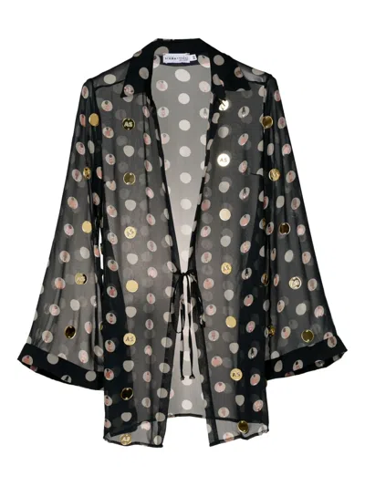 Amir Slama Graphic-print Silk Blouse In Black