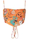 Amir Slama Graphic-print Silk Crop Top In Orange