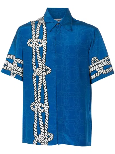 Amir Slama Graphic-print Silk Shirt In Blue