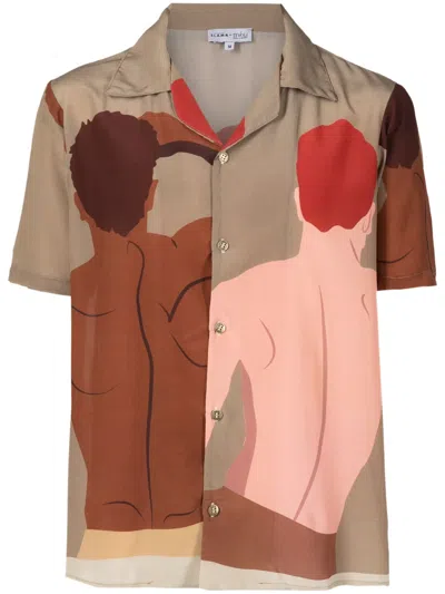 Amir Slama Graphic-print Silk Shirt In Brown
