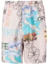Amir Slama Graphic-print Silk Shorts In Neutrals
