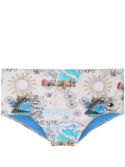 Amir Slama Graphic-print Swimming Trunks In Neutrals
