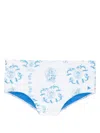 Amir Slama Graphic-print Two-tone Swimming Trunks In White