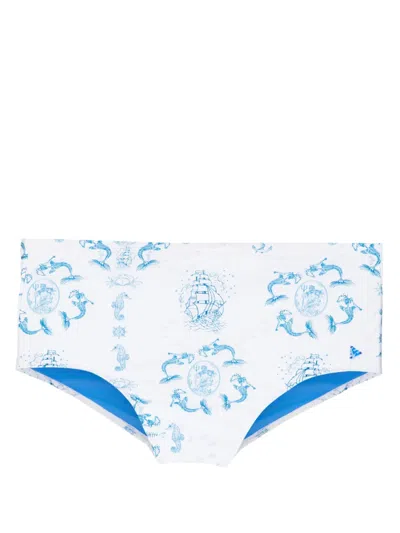 Amir Slama Graphic-print Two-tone Swimming Trunks In White
