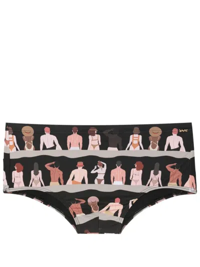 Amir Slama Graphic-print Swim Trunks In Black