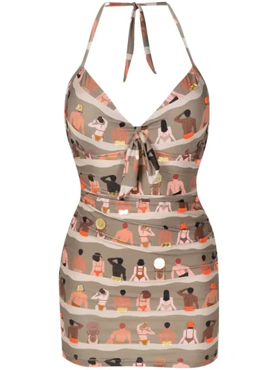 Amir Slama Graphic-print Swimsuit In Green