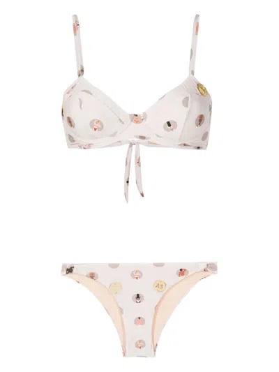 Amir Slama Graphic-print Two-piece Bikini Set In Neutrals
