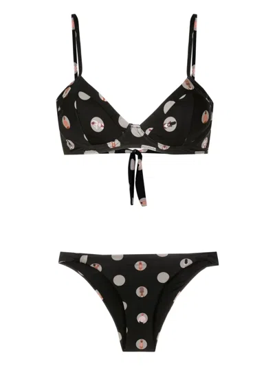 Amir Slama Graphic-print Underwire Bikini In Black