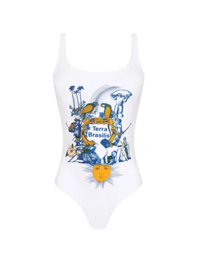 Amir Slama Graphic Swimsuit In White