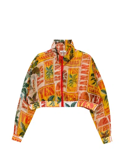 Amir Slama Graphic-print Cropped Jacket In Yellow