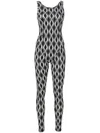 Amir Slama Gym Graphic-print Cut-out Jumpsuit In Black