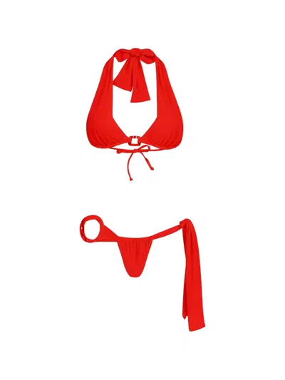 Amir Slama Halter-neck Bow-detail Bikini In Red