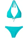Amir Slama Halterneck Non-wired Bikini Set In Blue