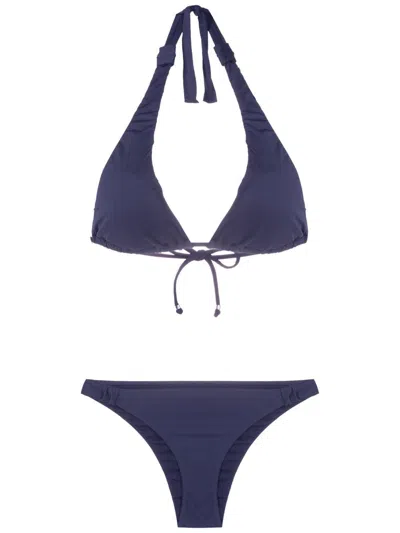 Amir Slama Halterneck Non-wired Bikini Set In Blue