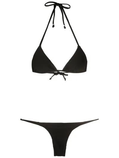 Amir Slama Halterneck Tie-fastening Bikini In Schwarz