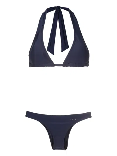 Amir Slama Halterneck Triangle Bikini In Blue