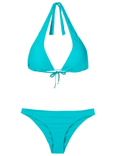Amir Slama Halterneck Triangle Bikini In Blue