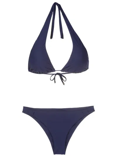 Amir Slama Halterneck Triangle Bikini In Blue
