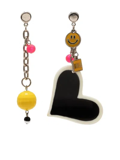 Amir Slama Heart-charm Drop Earrings In Multicolour