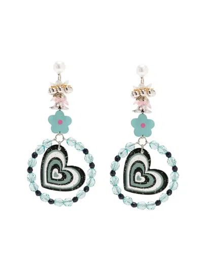 Amir Slama Heart-embellished Drop Earrings In Blue