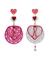 Amir Slama Heart-motif Drop Earrings In Pink