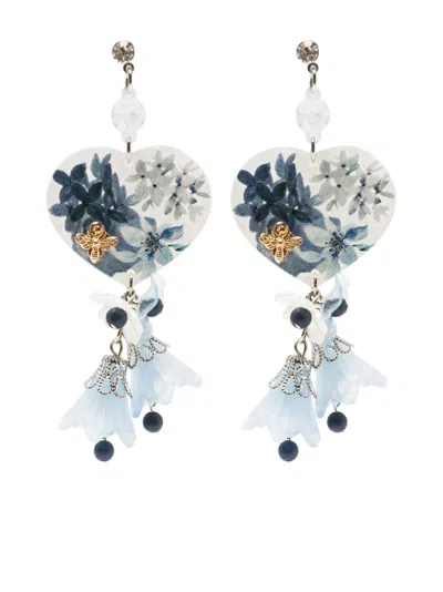 Amir Slama Heart-shaped Tassel Earring In White
