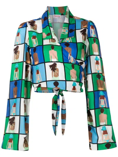 Amir Slama Bluse Mit Illustration-print In Multicolour
