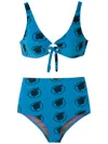 Amir Slama Índio Print High Waisted Bikini Set In Blue