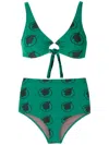 Amir Slama Índio Print High Waisted Bikini Set In Green