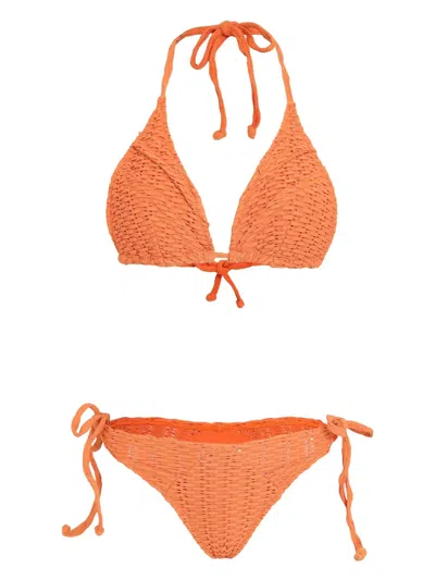 Amir Slama Interwoven Design Bikini In Orange