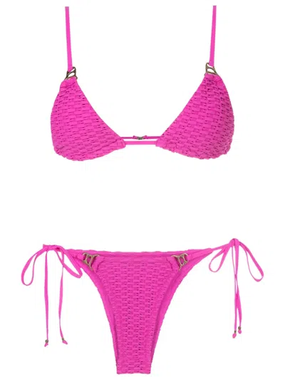 Amir Slama Interwoven-design Triangle Bikini In Pink