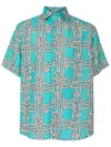 Amir Slama Nautical Knot-print Linen-blend Shirt In Blue