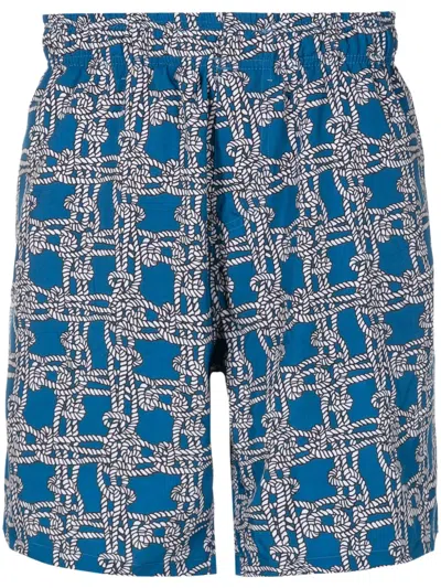 Amir Slama Knot-print Swim Shorts In Blue