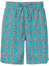 Amir Slama Knot-print Drawstring Swim Shorts In Blue