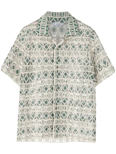 Amir Slama Lace-embroidered Semi-sheer Shirt In Green