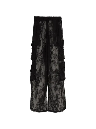 Amir Slama Lace Ruffled Trousers In Black