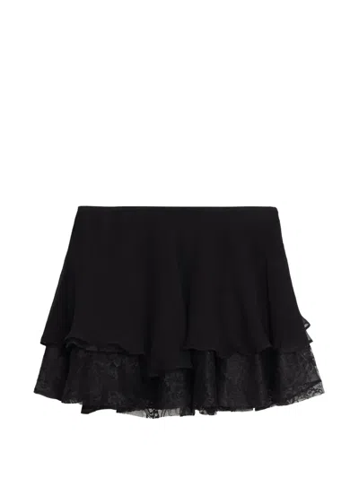 Amir Slama Lace Tiered Skirt In Black