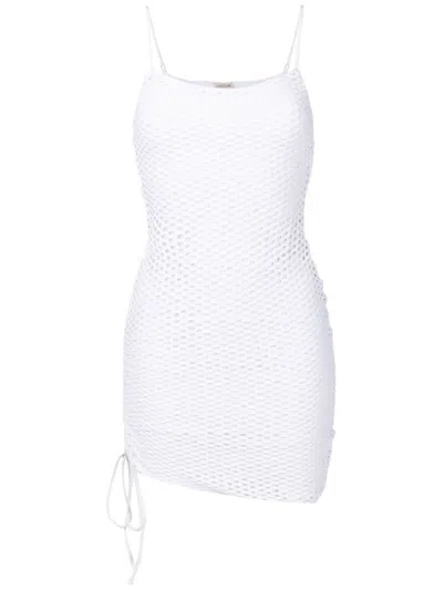 Amir Slama Lace-up Detail Mini Dress In Weiss