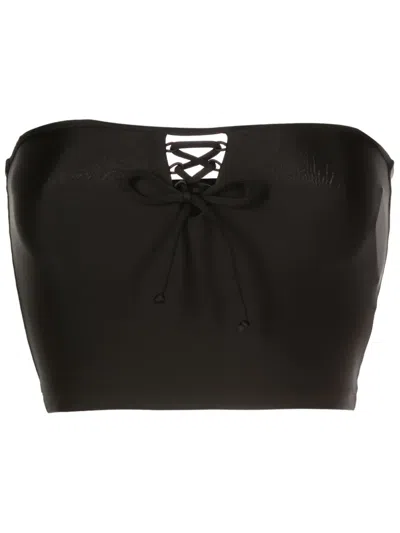 Amir Slama Lace-up Fastening Cropped Top In Black