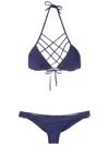 Amir Slama Lattice-strap Bikini Set In Blue