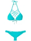 Amir Slama Lattice-strap Bikini Set In Blue