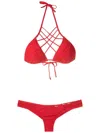 Amir Slama Lattice-strap Bikini Set In Red